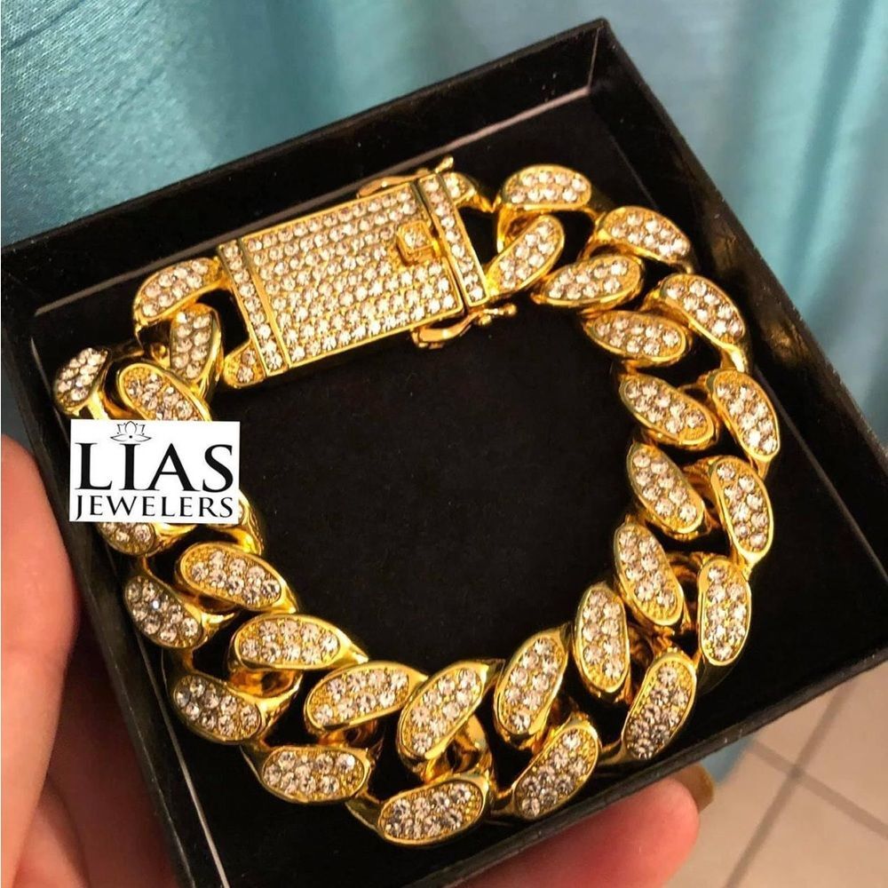 New 18k yellow gold filled Cuban link bracelet